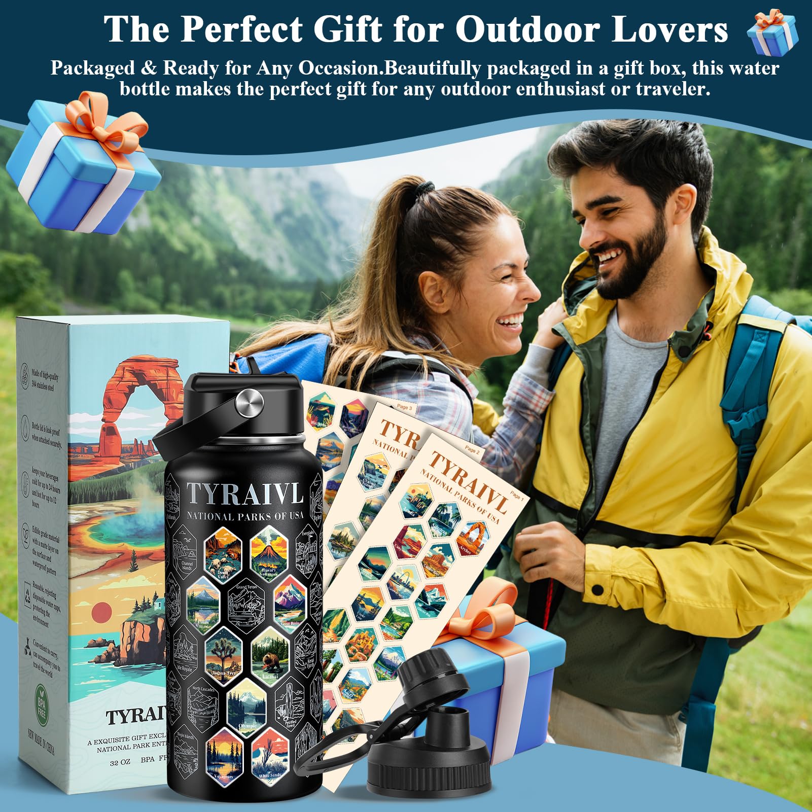 Tyraivl escena de aventuras al aire libre, ideal para camping.
