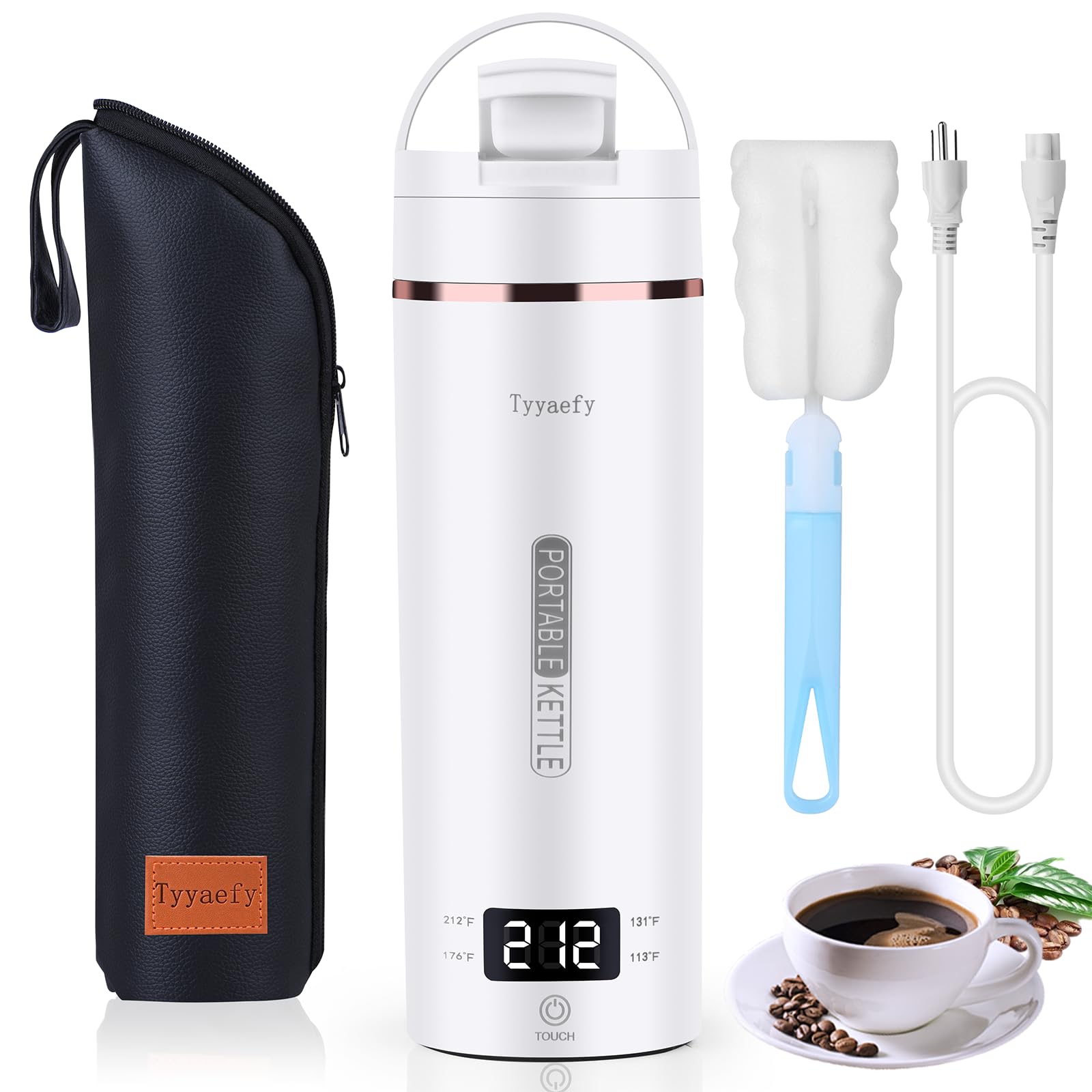 Hervidor Tyyaefy portátil de 450 ml con pico para verter fácilmente, ideal para viajes