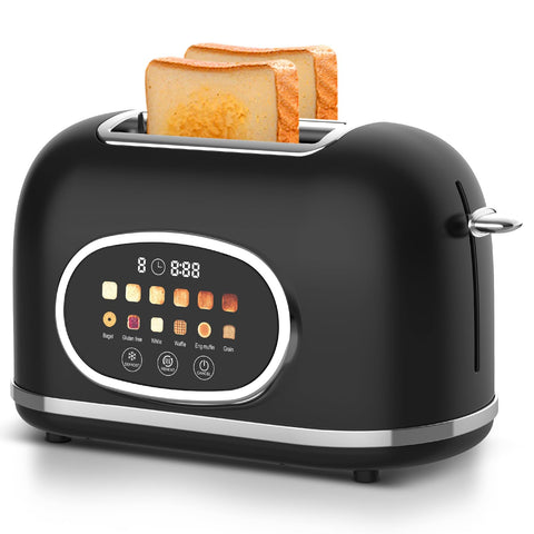 Tyyaefy Tostadora con pantalla táctil para dos rebanadas, acceso rápido y preciso.