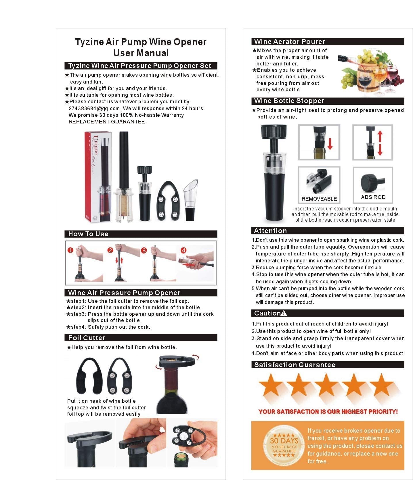 Tyzine kit de 4 piezas para abrir y servir vino