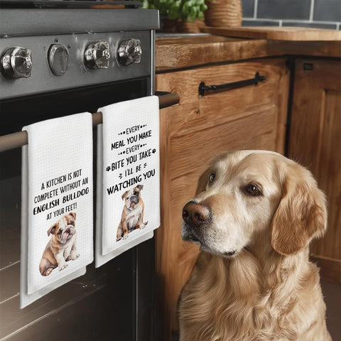 Toallas de mano Tzhim con bulldog inglés, absorbentes y útiles en la limpieza diaria