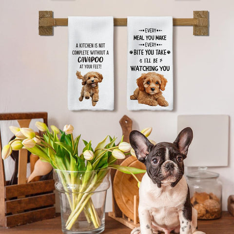 Regalo ideal Tzhim Cavapoo para amantes de perros, toallas prácticas y decorativas.