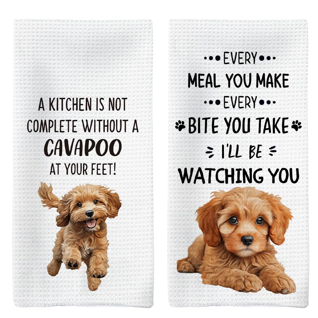 Toallas Tzhim Cavapoo para cocina con conjunto 2, útiles para secar manos con estilo.