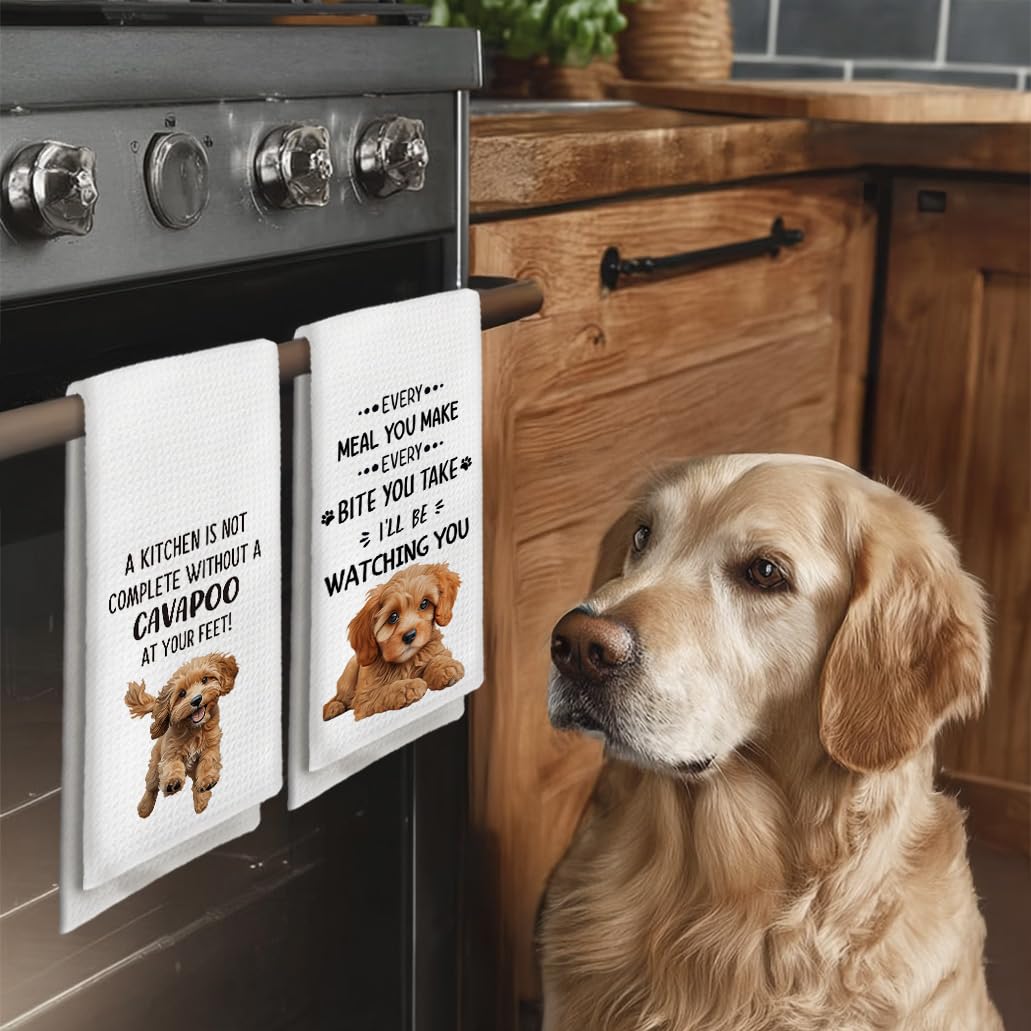 Toallas Tzhim Cavapoo con patrones para cocina, embellecen la encimera y limpiezas diarias.