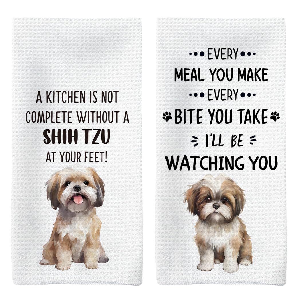Toalla Tzhim con dibujo de Shih Tzu para decorar la cocina con estilo y practicidad.