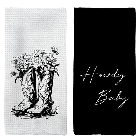 Toallas Tzhim de cocina estilo occidental con botas florales, absorbentes y duraderas.