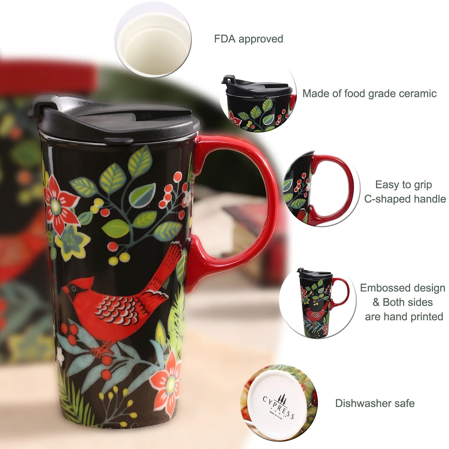 TZSSP taza cerámica resistente lavavajillas con tapa