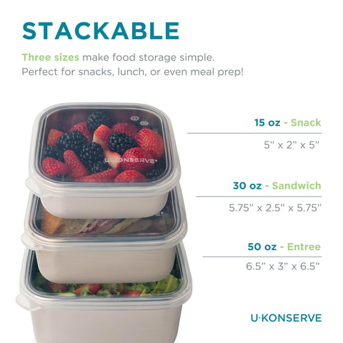 U Konserve contenedor 50 oz con tapa hermética para porciones grandes.