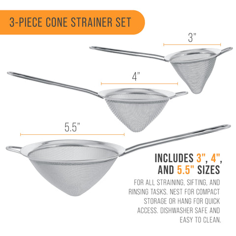 Colador cónico de acero inoxidable U.S. Kitchen Supply, 5,5 pulgadas, purés suaves