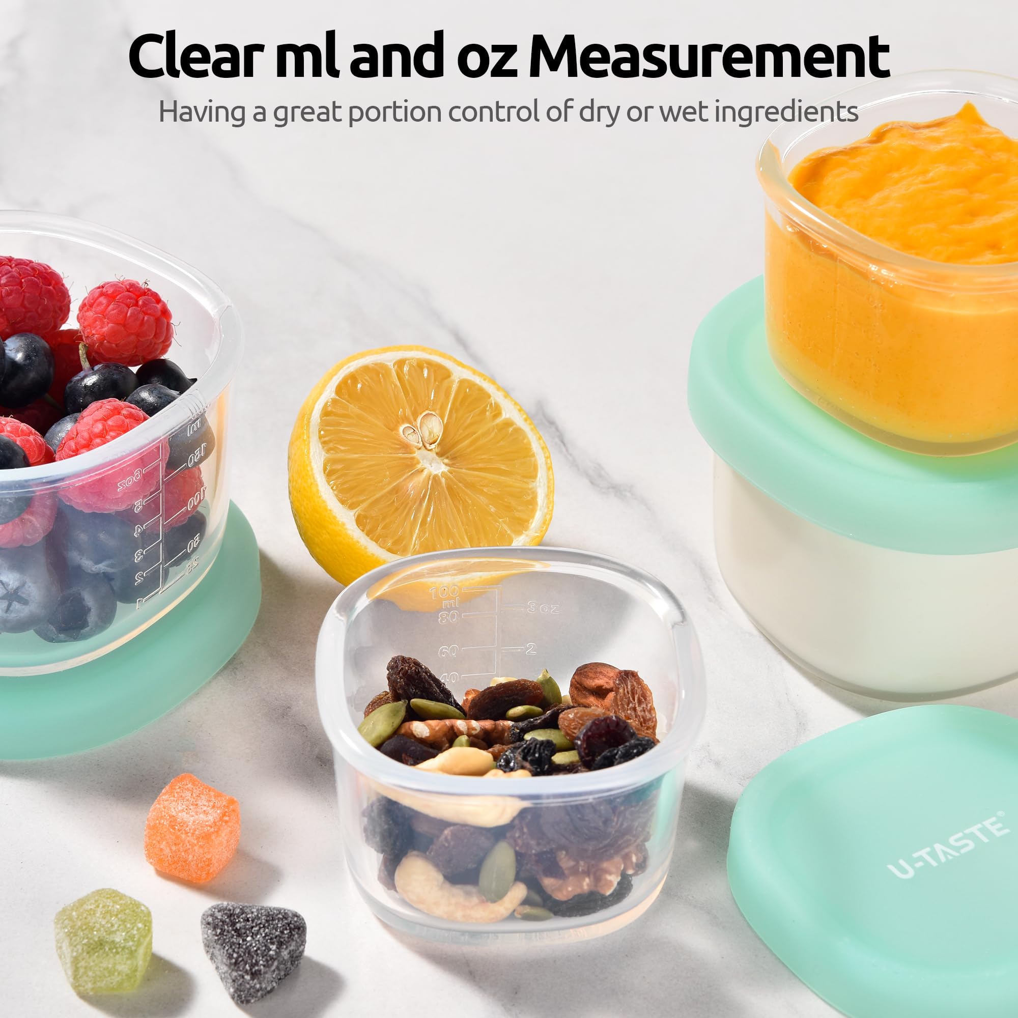 Tamaños compactos de U-Taste ideales para snacks y almuerzos