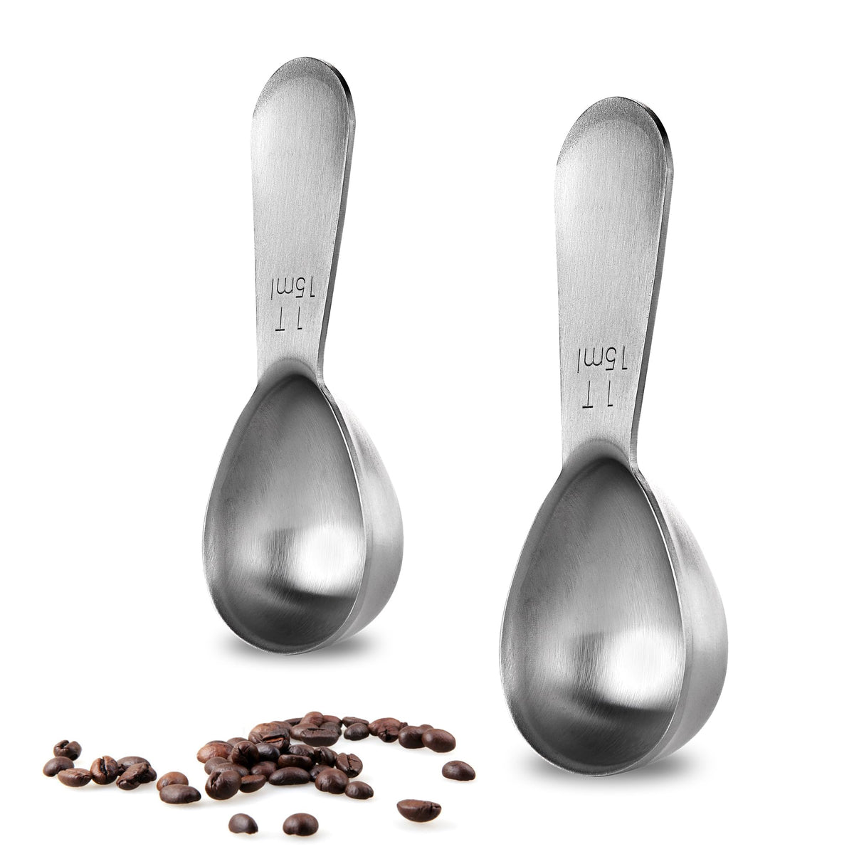 Cucharas medidoras U-Taste 15 ml: dos unidades, acabado plata, fáciles de medir.