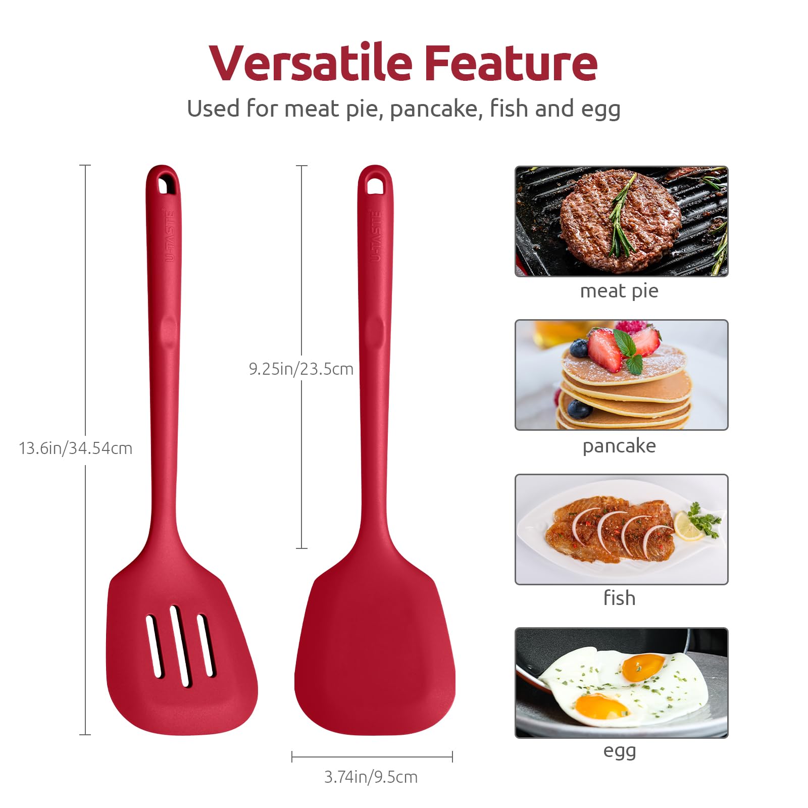 Espátula U-Taste de diseño integral 13-6 pulgadas para voltear huevos y tortitas