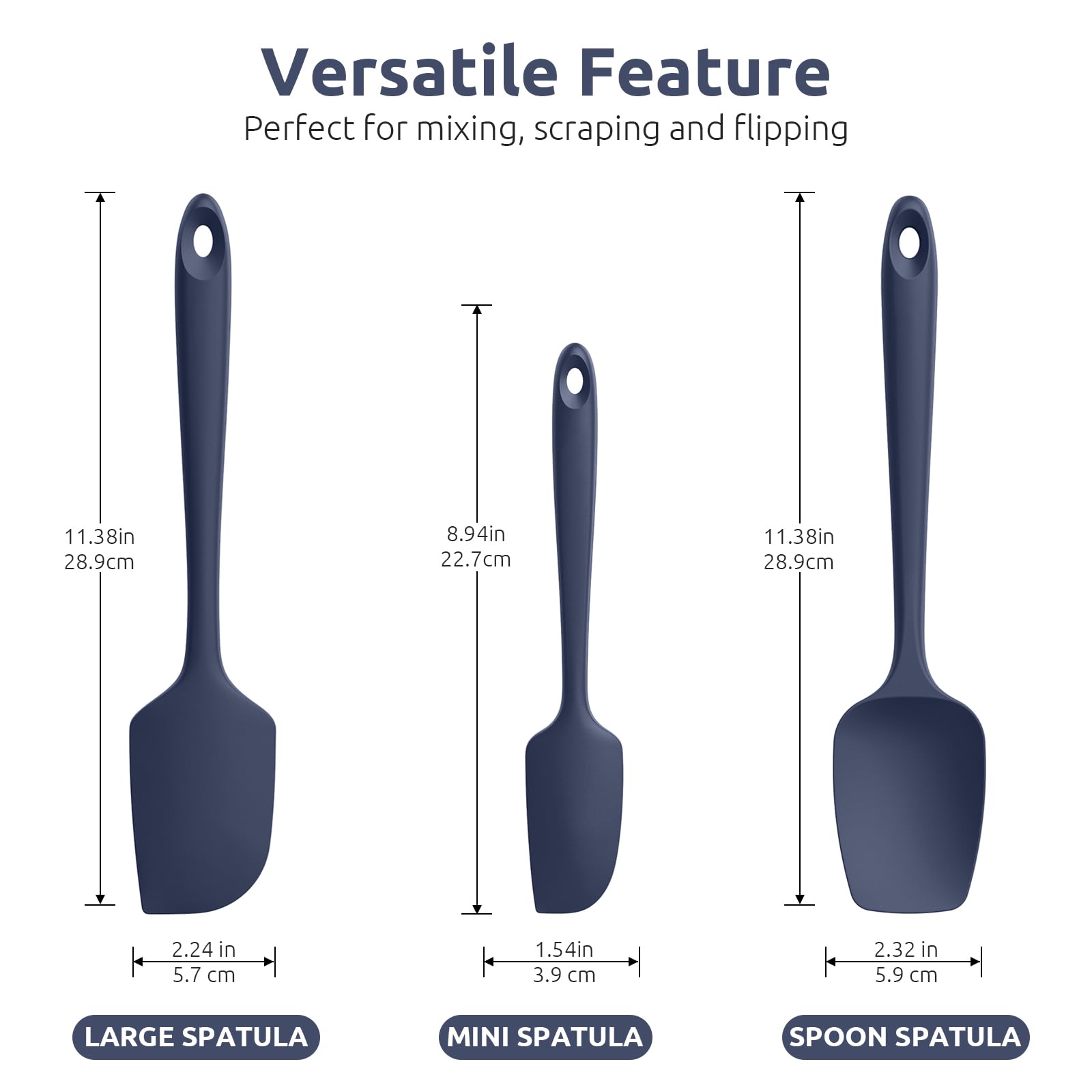 Espátula larga de U-Taste, 11-38 pulgadas, ideal para saltear a alta temperatura.