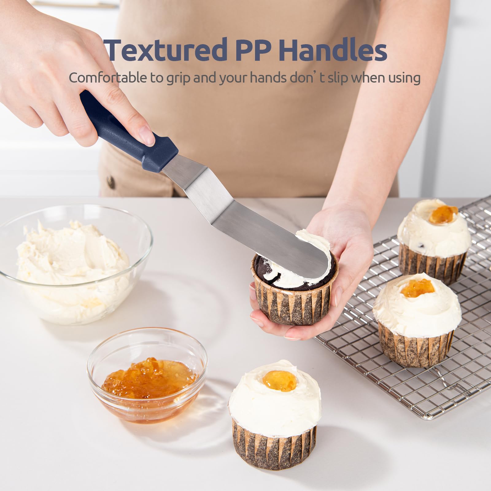U-Taste espátula offset ideal para cupcakes y decoración precisa.