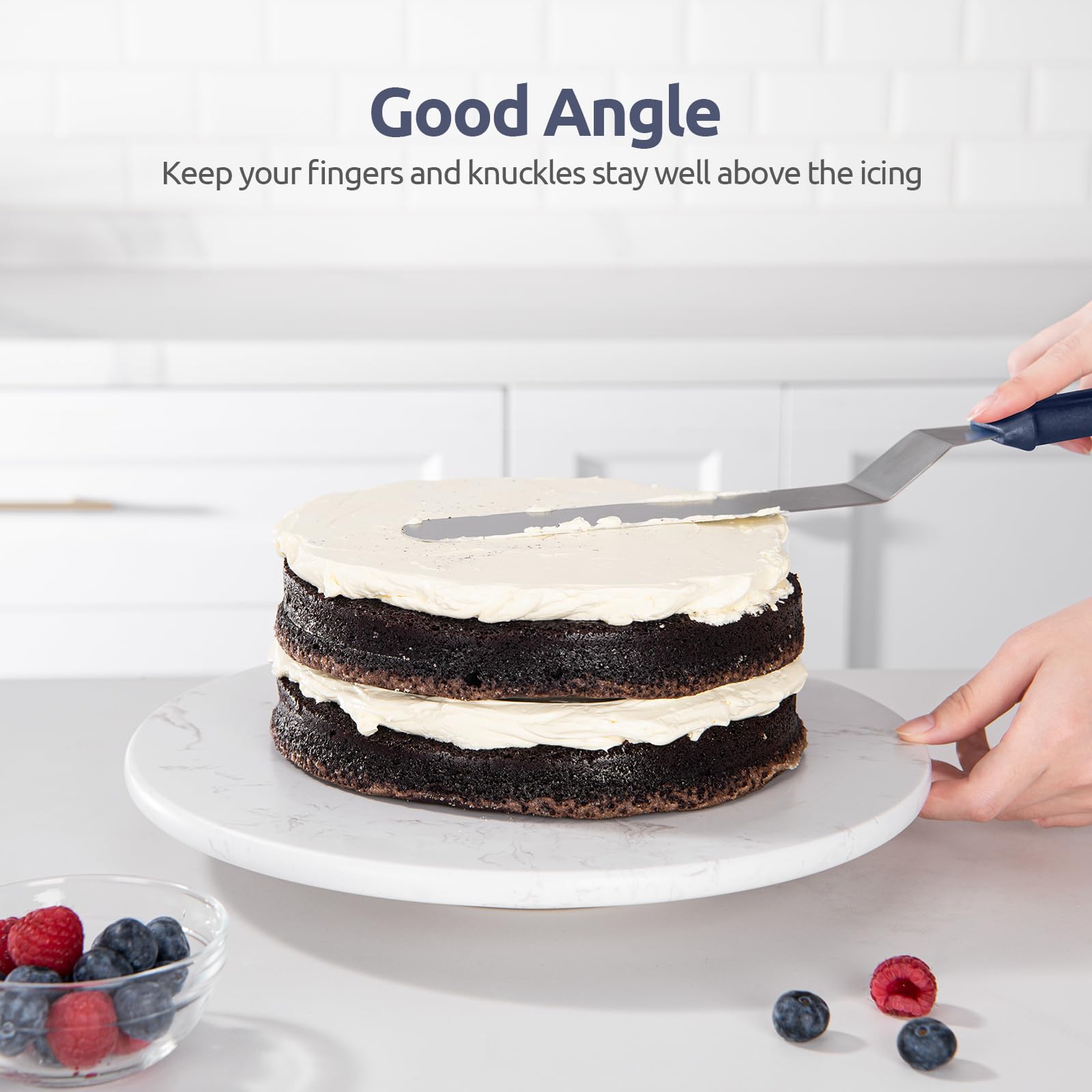 U-Taste espátula offset con mango ergonómico para manejo cómodo.