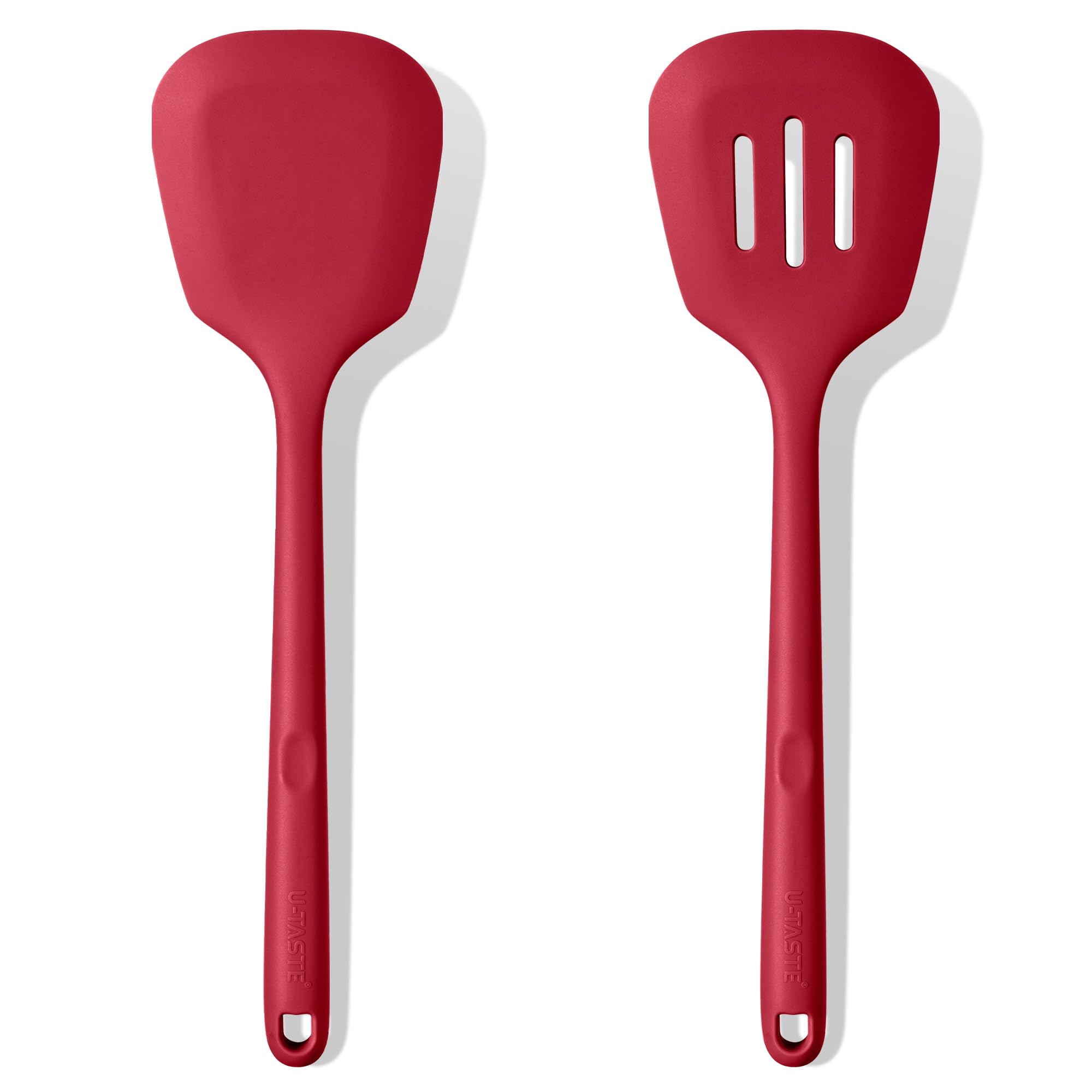 Espátula U-Taste de silicona rosa, resistente al calor para cocinar sin dañar ollas