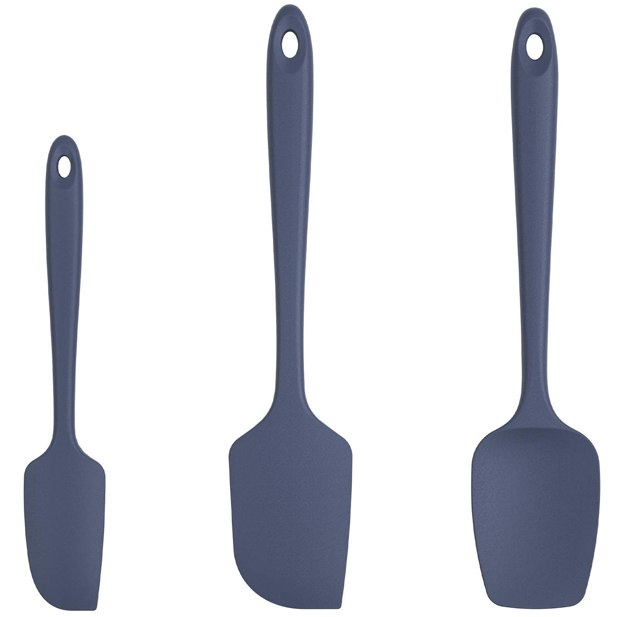 Espátulas de silicona U-Taste, conjunto de tres, color azul medianoche, aptas para sartenes antiadherentes.