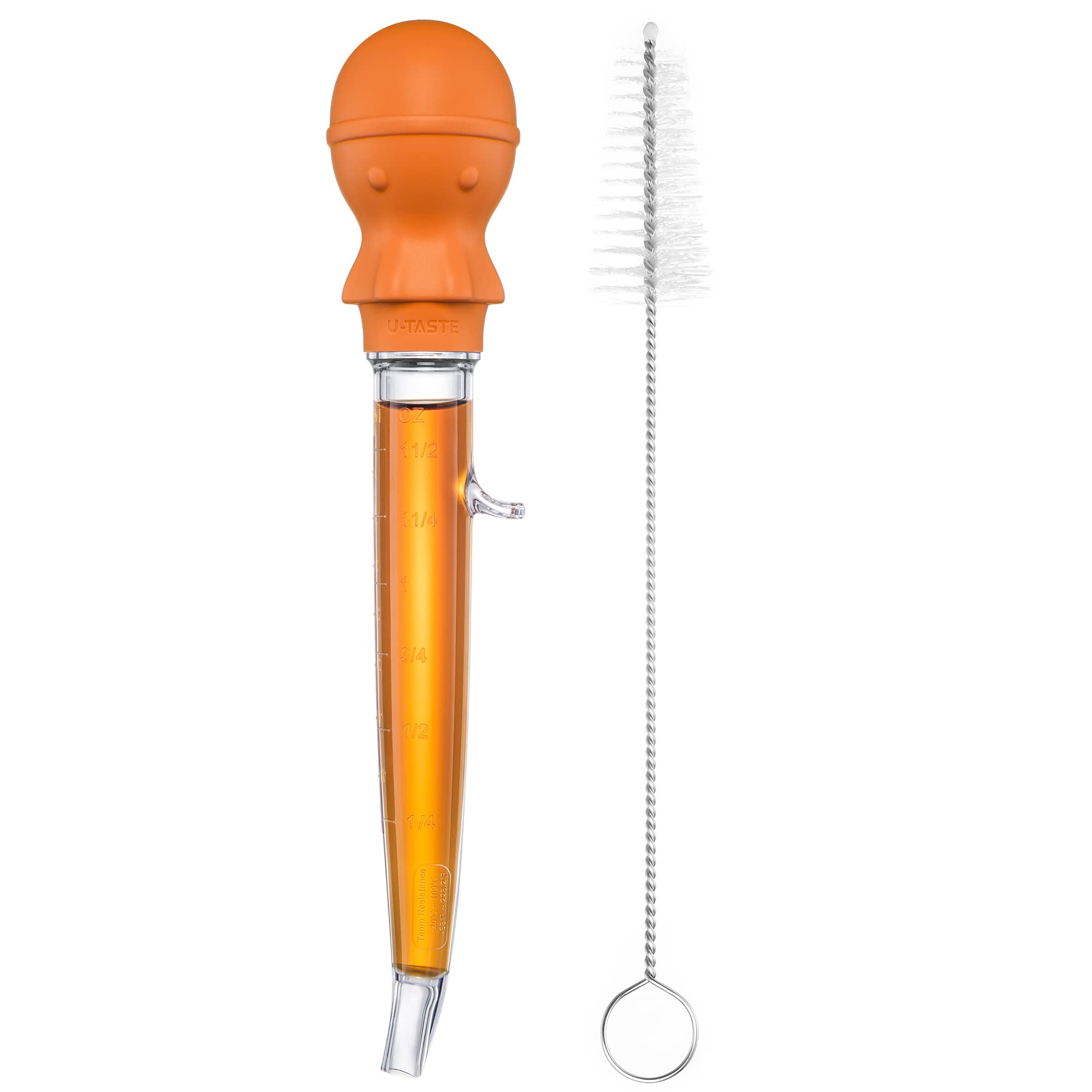 Inyector de pavo angular U-Taste con bulbo de pulpo, para jugos con precisión.