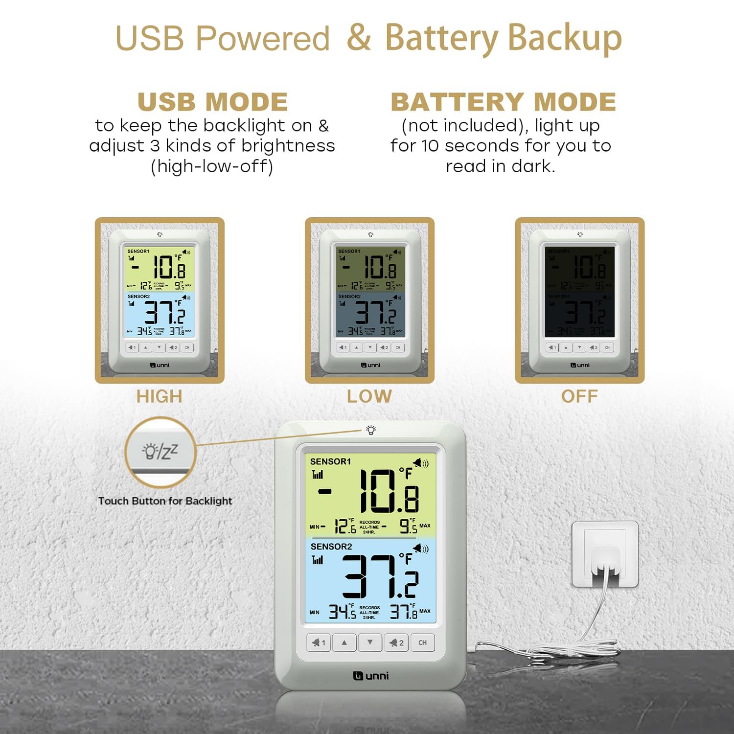 Registro de temperaturas máximo y mínimo para control continuo.
