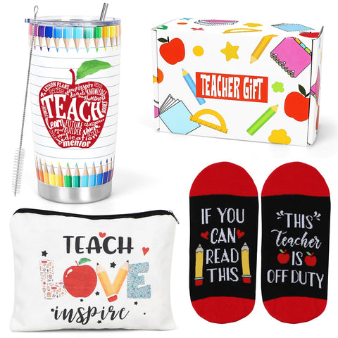 Vaso termico 20 oz UAREHIBY con diseño de manzana, ideal para regalo de profesor