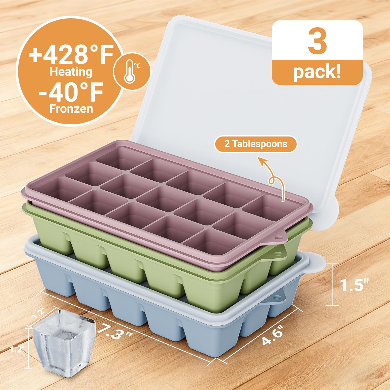 Ubzruery cubos de hielo de 1,2 pulgadas, tamaño ideal para bebidas