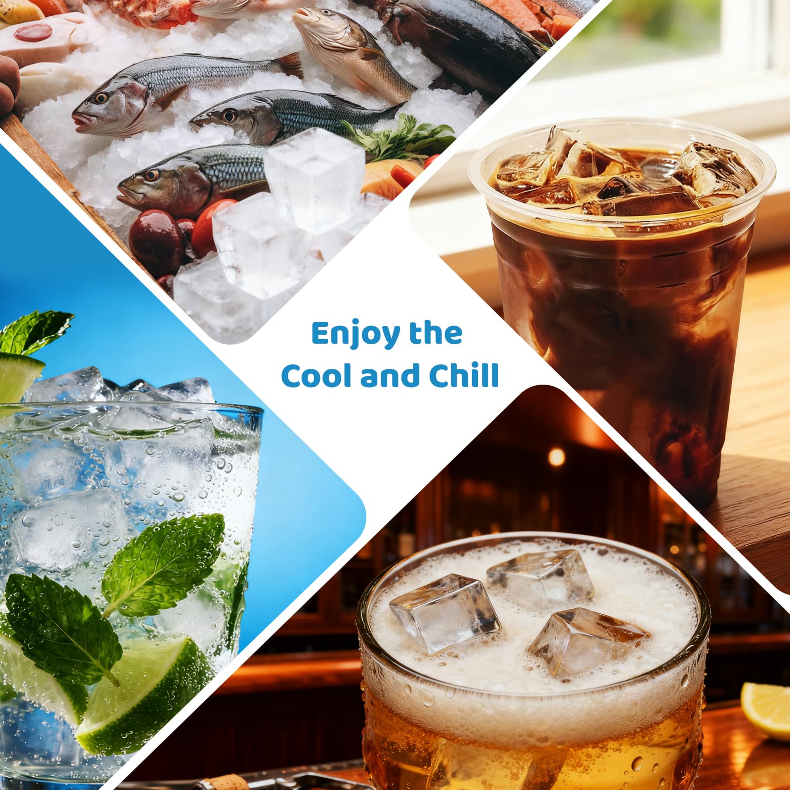 Ubzruery pack 3 bandejas de hielo, ideal para bebidas y alimentos