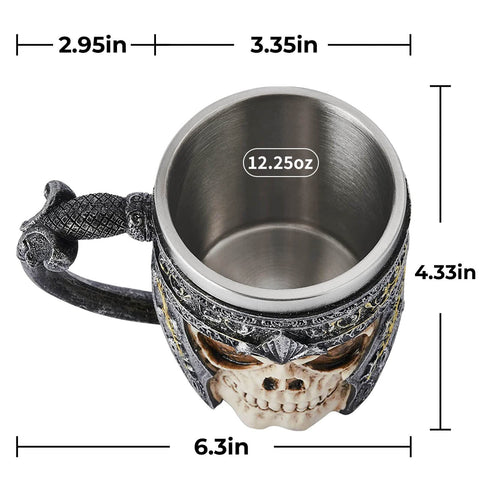 Taza cráneo vikingo de UCOMINS con pintura manual única.