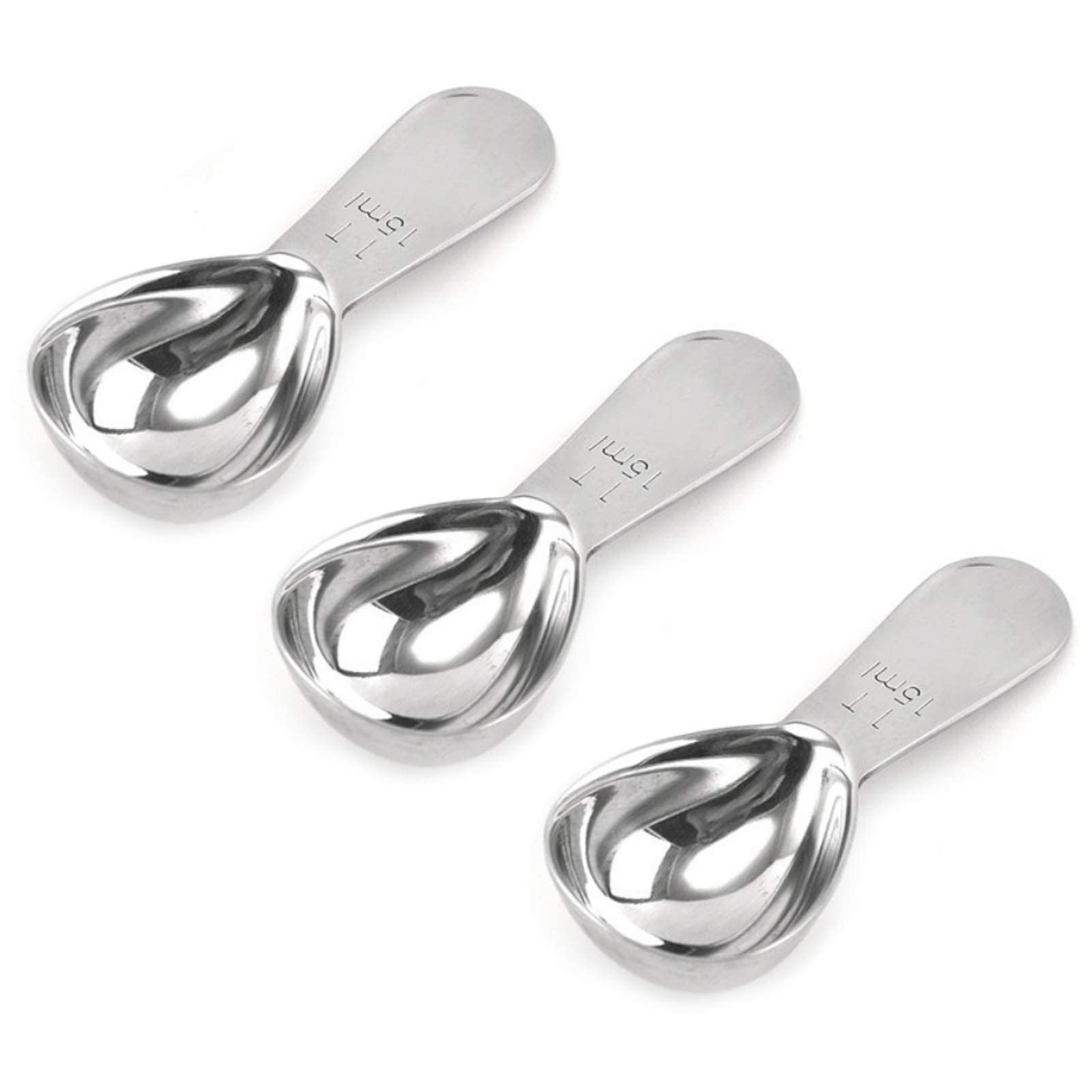 UdKeuld conjunto de cucharas de café en acero inoxidable, tres piezas, medidas claras