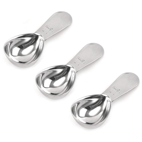 UdKeuld conjunto de cucharas de café en acero inoxidable, tres piezas, medidas claras