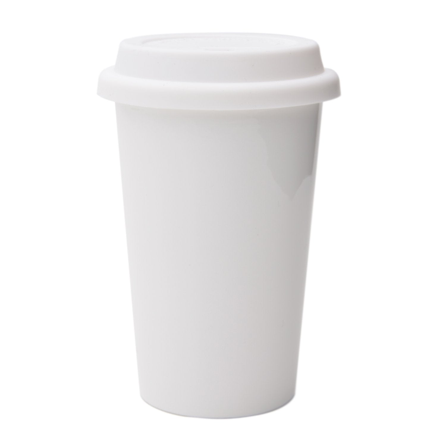 UDMG taza cerámica de doble pared con acabado blanco, mantiene temperatura y evita quemaduras