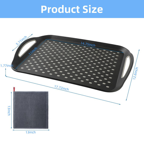 udNmlaiebot bandeja rectangular negra para servir alimentos, diseño moderno y cómodo de sostener.