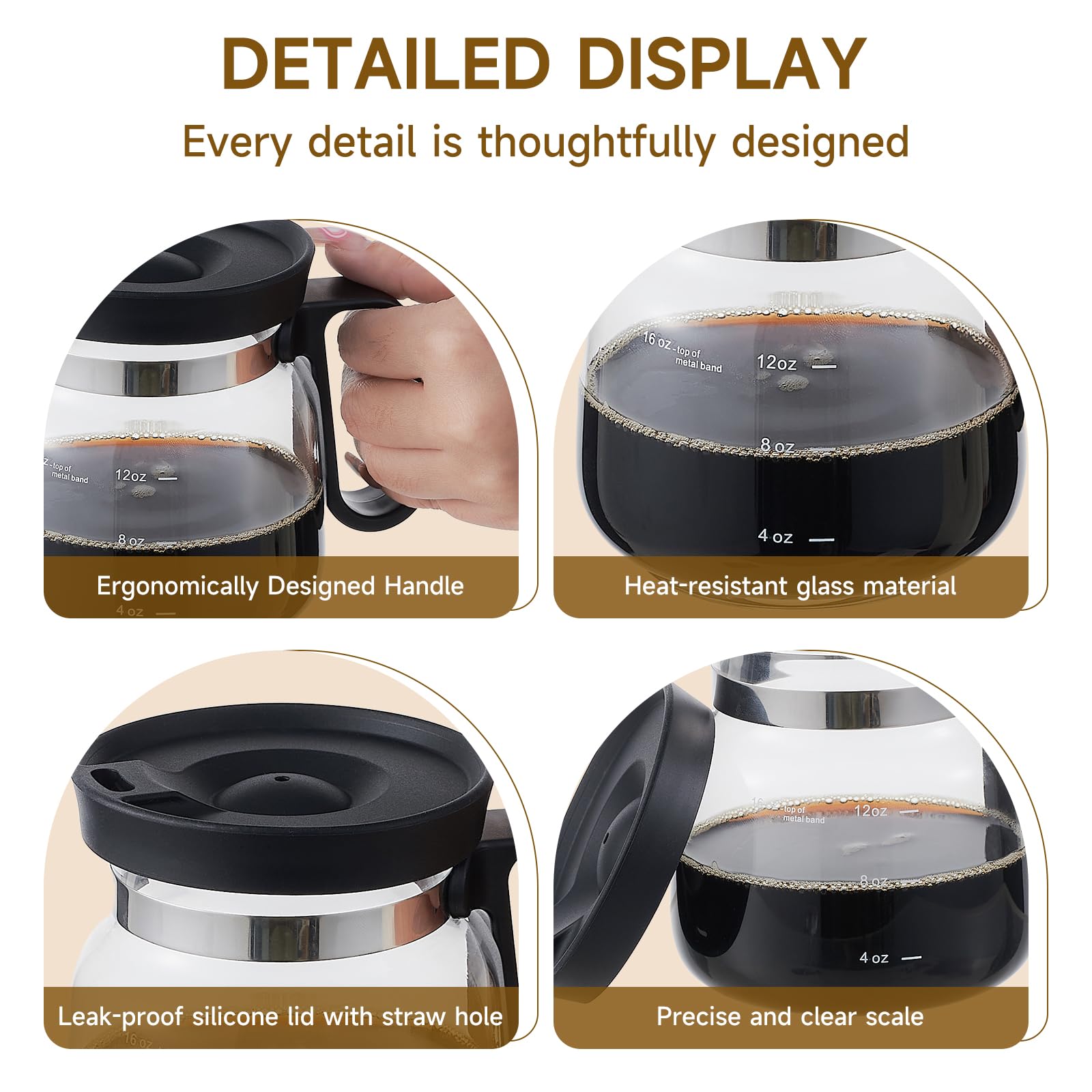 UFORU: capacidad 16oz, perfecta para espresso o café completo.