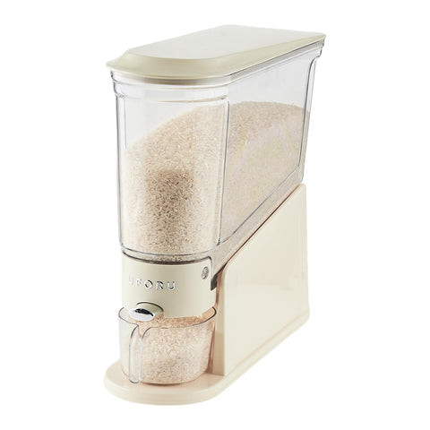 UFORU dispensador de arroz, vista frontal, acceso rápido y orden en la cocina.