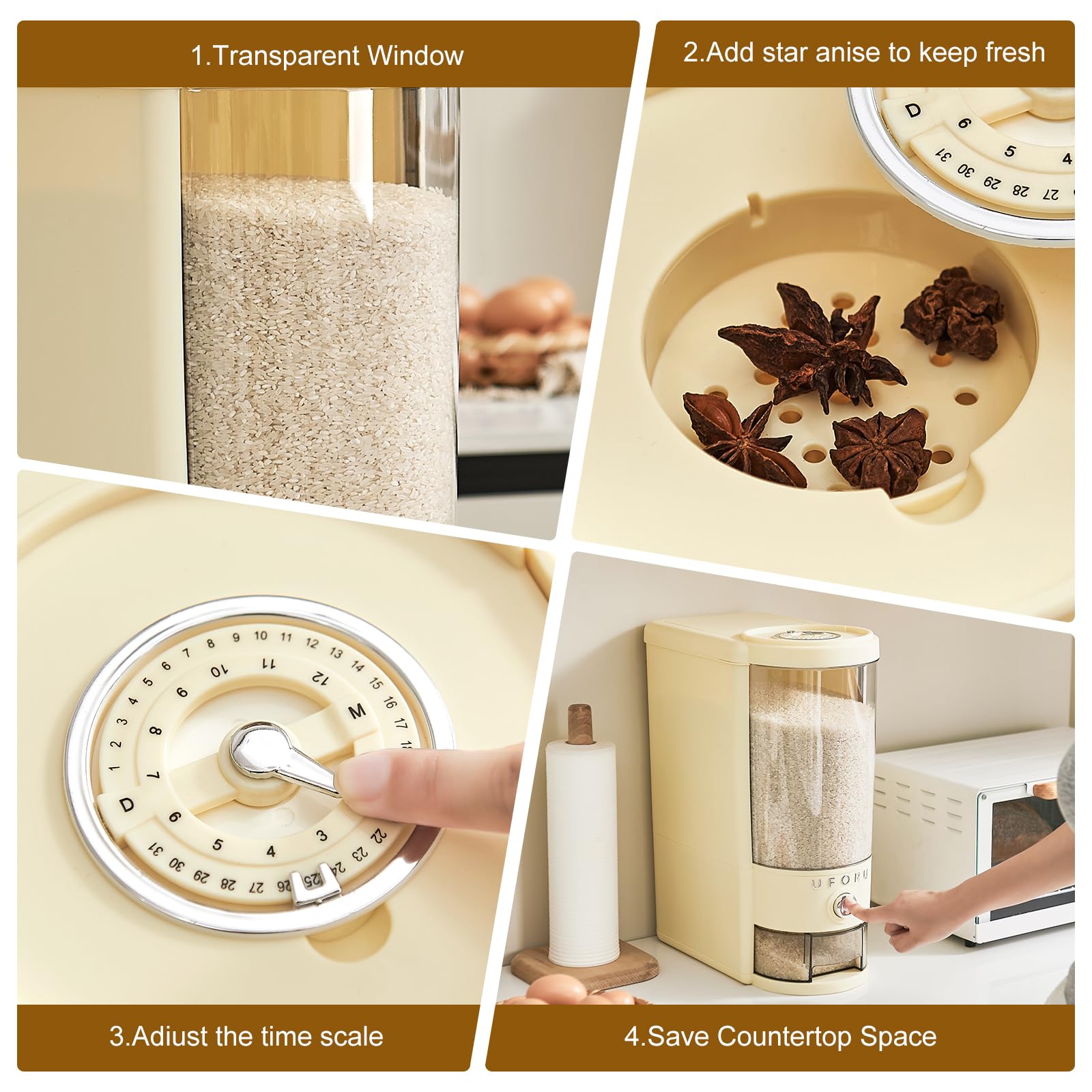 Dispensador de arroz de un toque UFORU para porciones rápidas