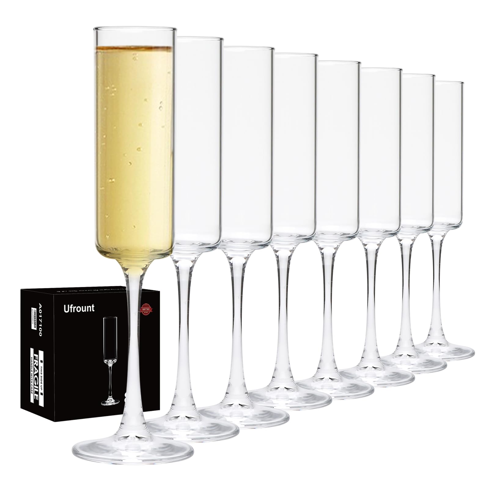 Ufrount copas champán 5oz, conjunto de 8 para brindar en reuniones.