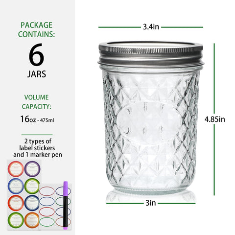 Jarra Ufrount de 16 oz con bandas metálicas para sellado hermético