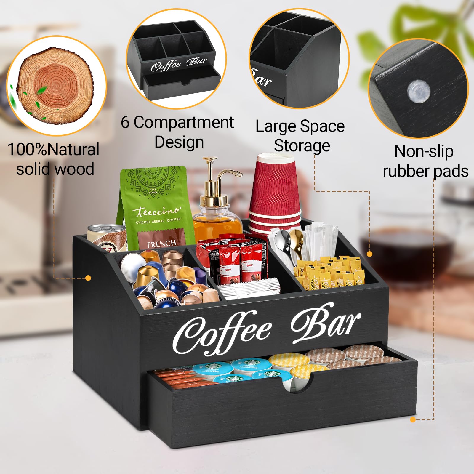 ugiftt uso-multiples-espacios-cocina-oficina, solucion organizada para barra de cafe.