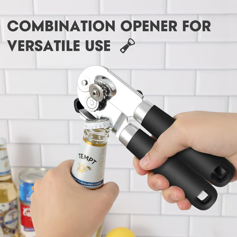 UHIYEE abrelatas manual: abre-botellas integrado para bebidas.
