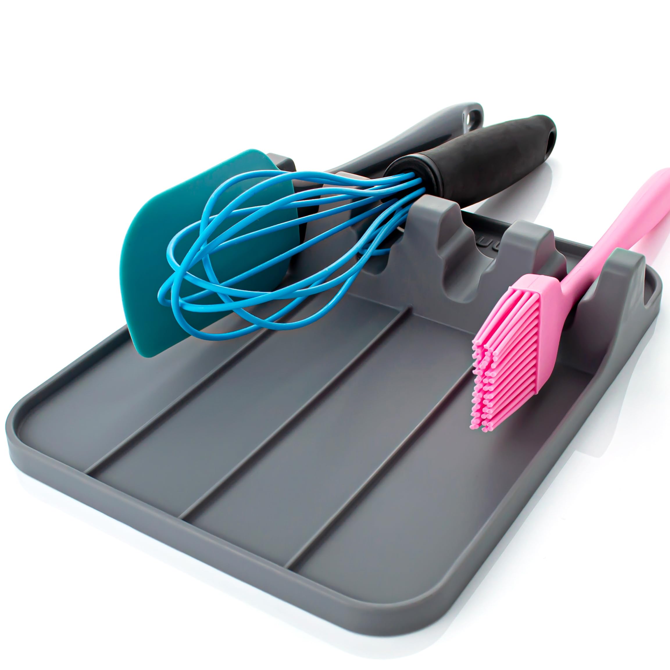 UHMER reposo-utensilios de silicona con cuatro ranuras para organizar espátulas y cucharas.
