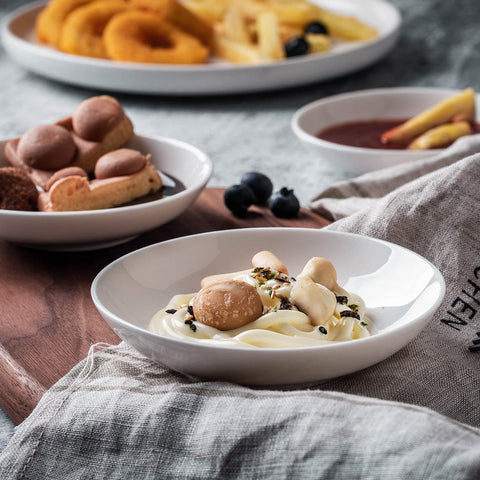UIBFCWN cuencos dip cerámicos apilables, diseño blanco elegante para mesa.