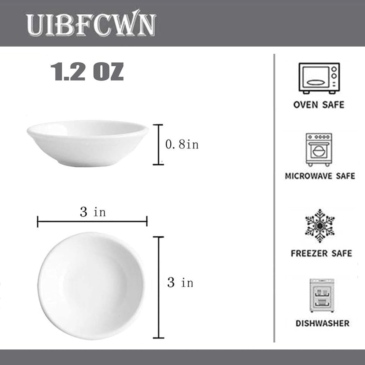 UIBFCWN tazones dip blancos de porcelana, apilables para ahorro de espacio.