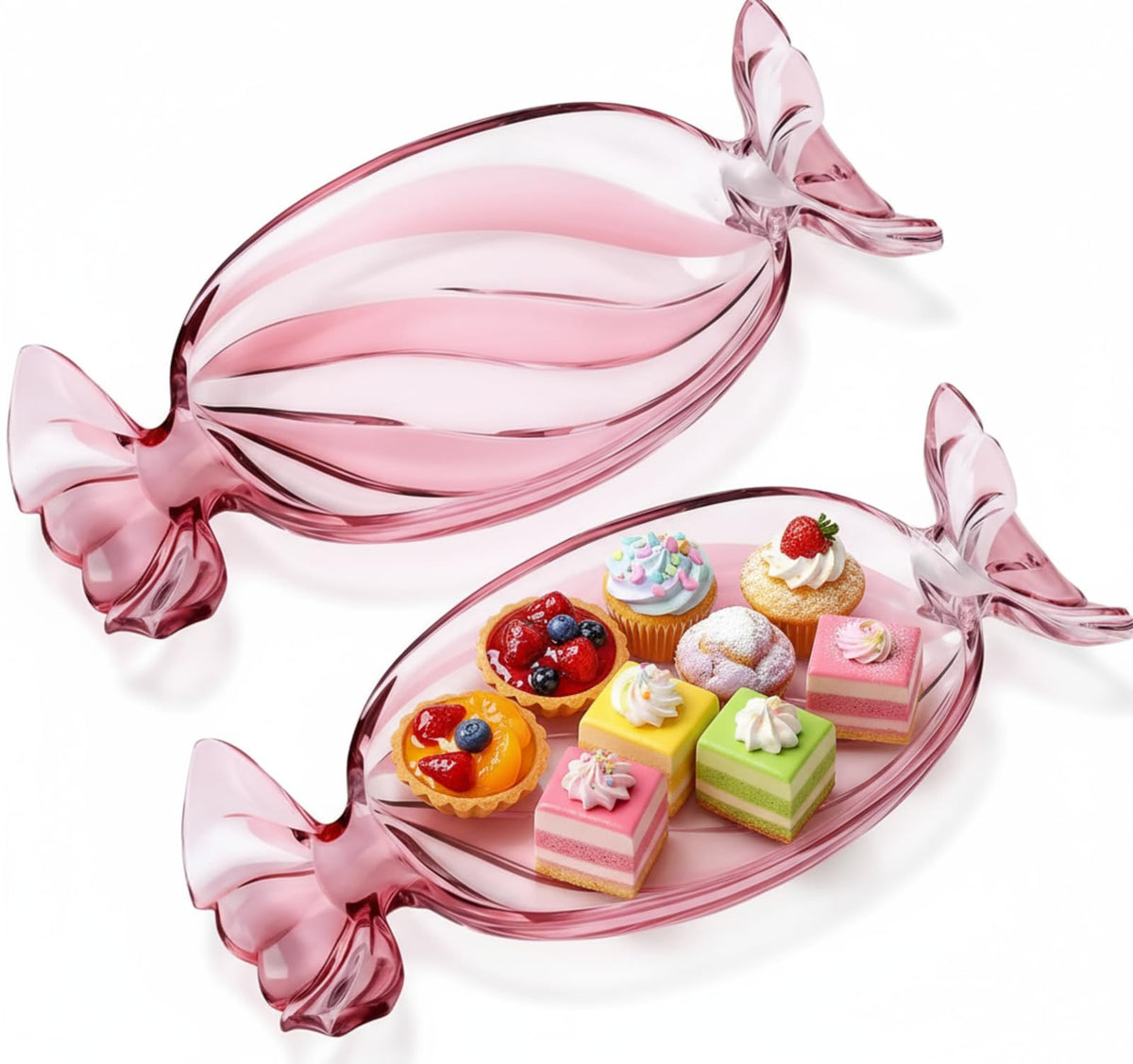 Uiifan bandeja cristal rosa para dulces, ideal para decorar y servir en fiestas