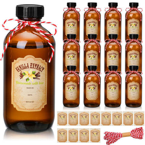 Botellas Uiifan de vidrio ámbar de 236 ml con tapas, protegen la luz para conservar sabores.
