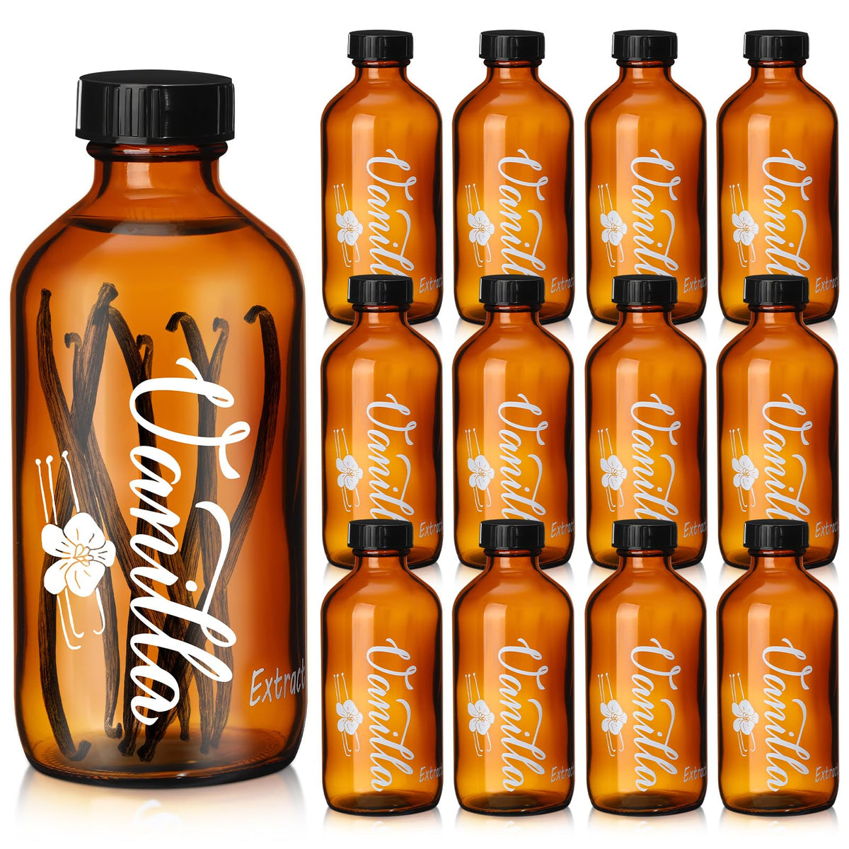Uiifan botellas ámbar 8 oz con tapa, ideales para vainilla o salsas caseras.