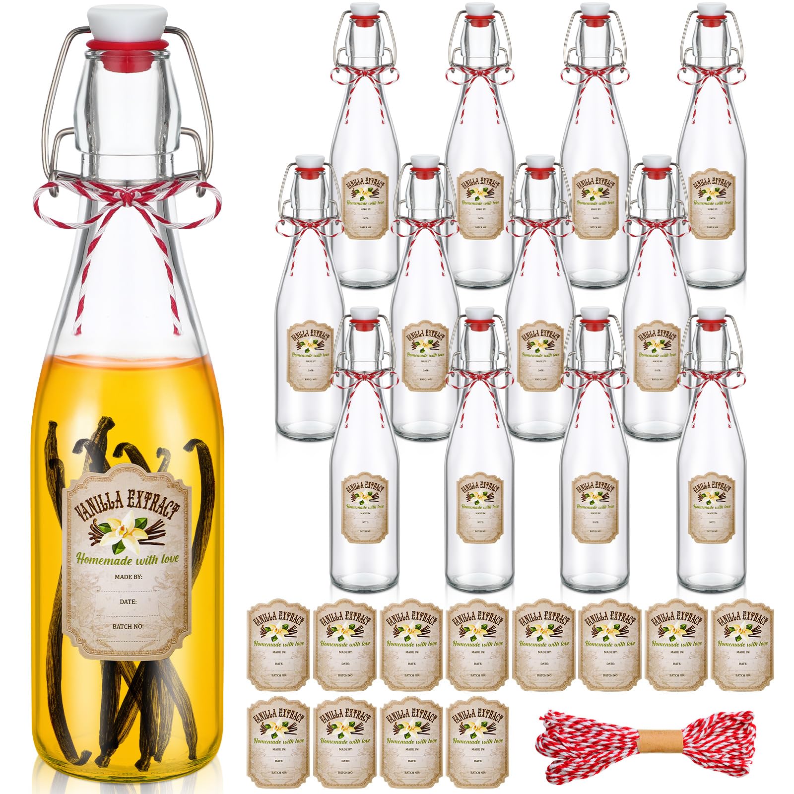 Uiifan botellas de cristal de 12 oz con tapa swing para conservar aromas y frescura