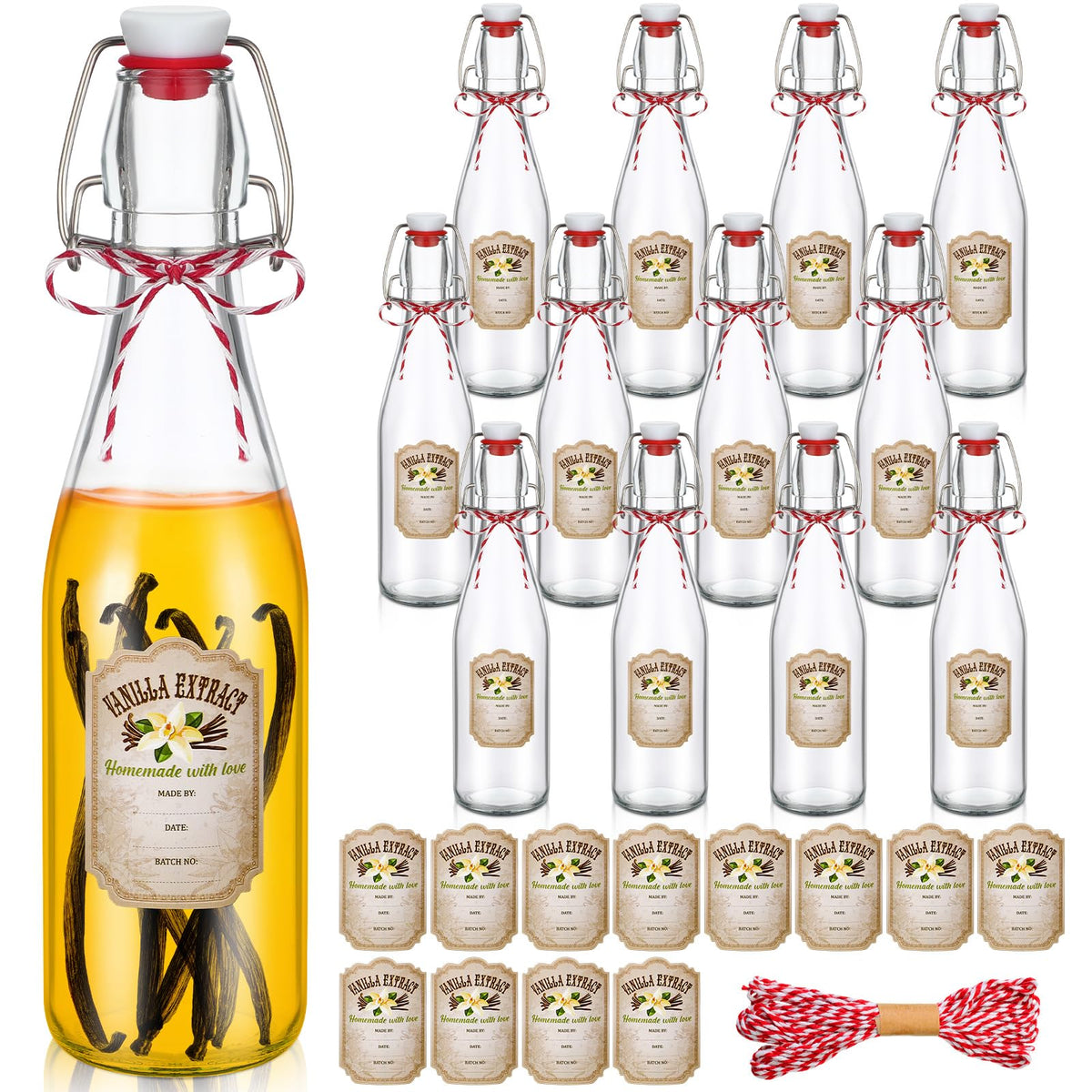 Uiifan botellas de cristal de 12 oz con tapa swing para conservar aromas y frescura