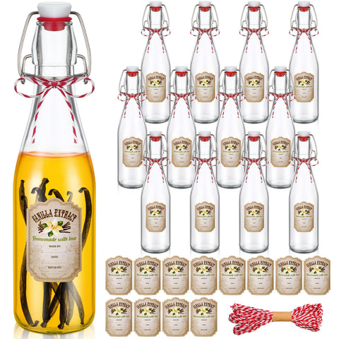 Uiifan botellas de cristal de 12 oz con tapa swing para conservar aromas y frescura