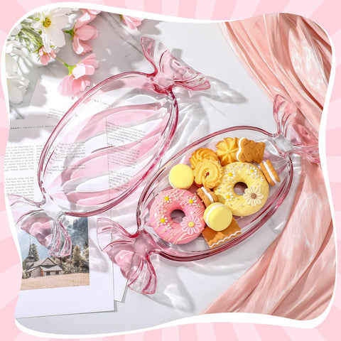 Uiifan dulcero cristal rosa para exhibir dulces con estilo festivo