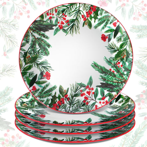 Uiifan plato cerámico de Navidad con árbol verde, ideal para ensaladas y postres