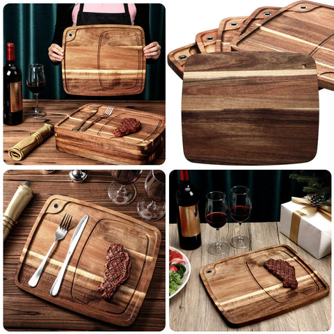 Uiifan set de 6 platos de acacia para carnes.
